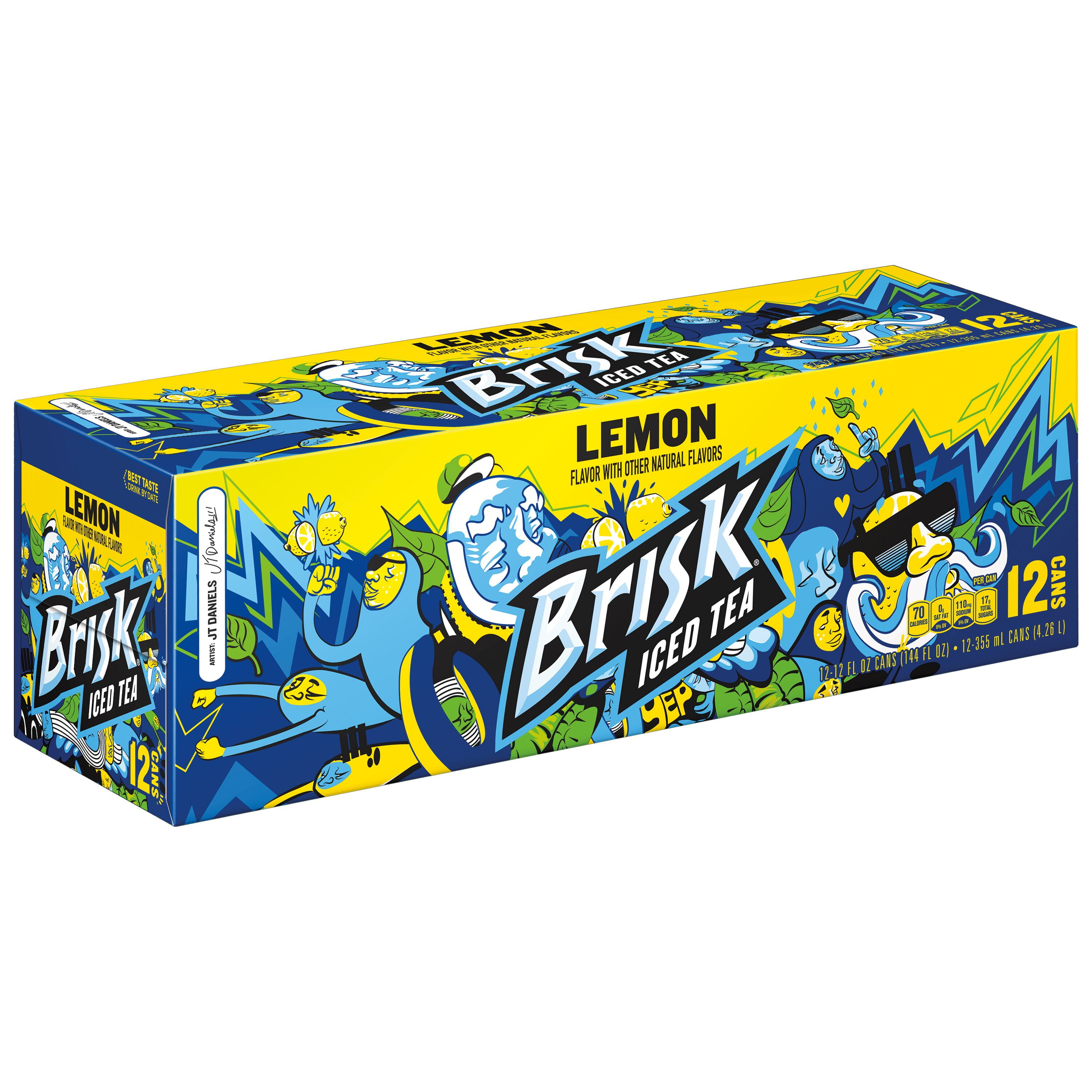 Brisk Lemon Iced Tea, bold lemon flavor, 12 fl oz, 12 Pack Cans