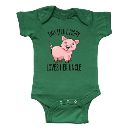 

Inktastic This Little Piggy Loves Her Uncle- cute Gift Baby Girl Bodysuit