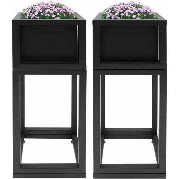 2pcs Raised Garden Bed, Standing Metal Growing Bed Planter Box Stand with Legs for Backyard Patio Balcony Outdoors or Indoors
