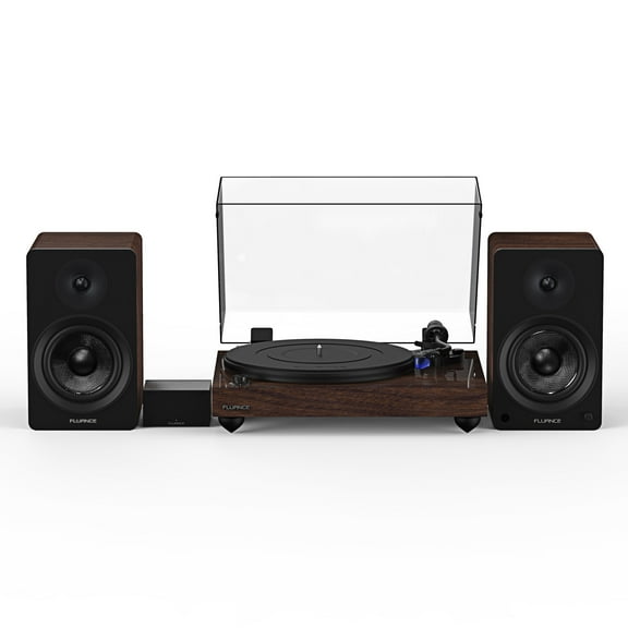 Fluance Reference RT84 High Fidelity Vinyl Turntable with PA10 Phono Preamp and Ai41 Powered 5" Bookshelf Speakers, Ortofon 2M Blue Cartridge, 90W Class D Amplifier, Bluetooth (Natural Walnut)