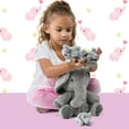 thumbnail image 4 of Prextex Plush Elephant with 3 Little Plush Baby Elephants - 4 Piece Soft Stuffed Animals Playset, 4 of 7