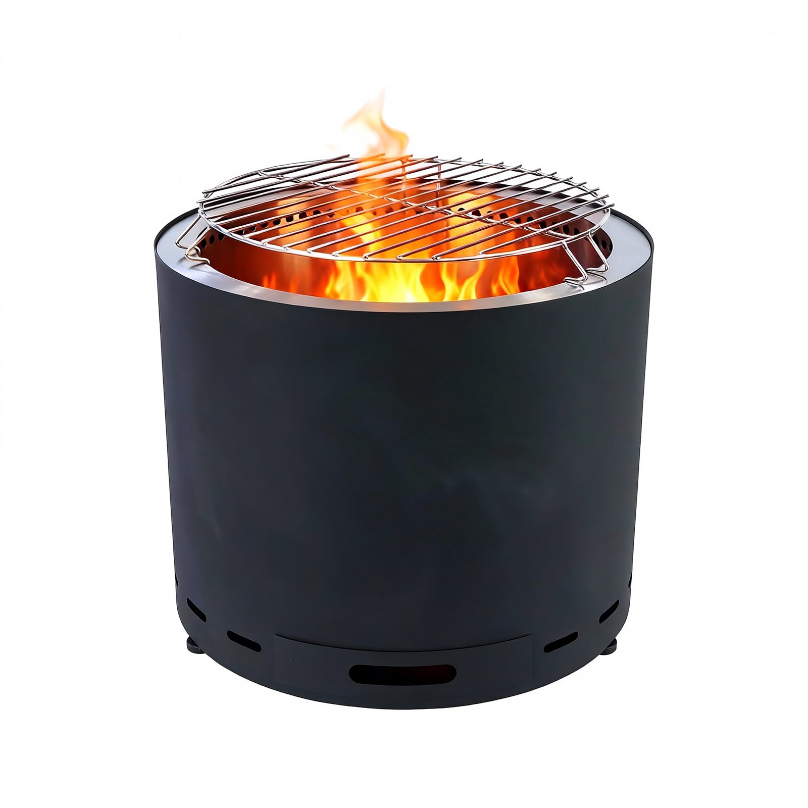 PATIO-IN 19 Inch Smokeless Fire Pit, Black Smokeless Firepit Outdoor with Poker Grill Grates and Carry Bag , Portable Outdoor Camping Fire Bowl for Patio Backyard Garden