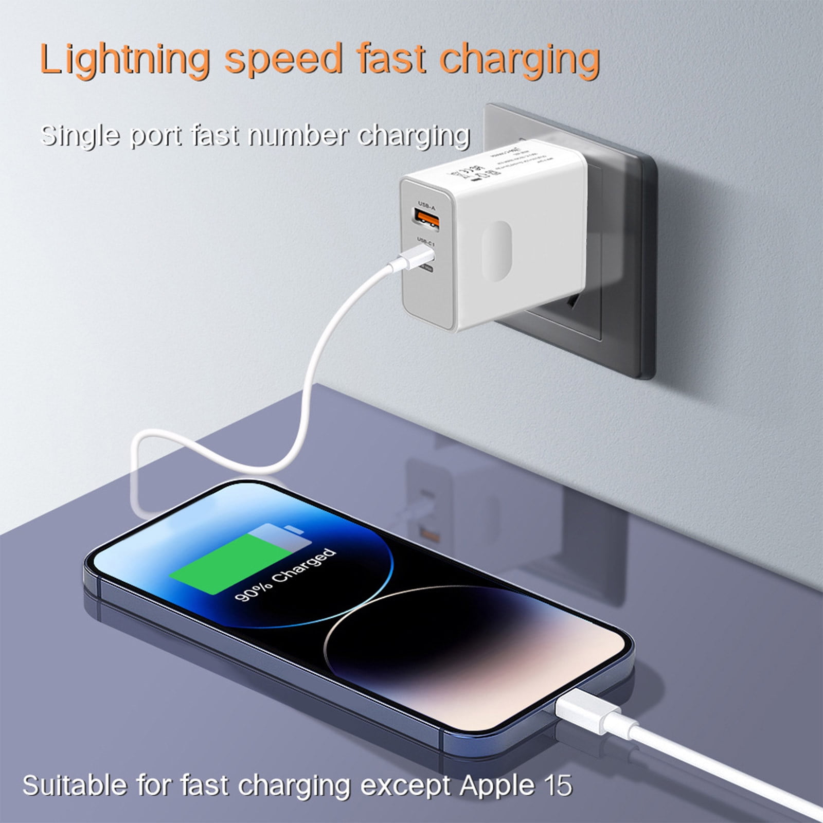4 Packs 120W Fast Charger Block with USB C & USB Ports, PD QC5.0 Wall Charger for iPhone Android Samsung, Multi Port Travel Charging Adapter US Plug