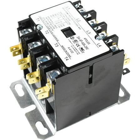 HQRP Four Pole / 4-Pole 40 Amp Coil 24-Volt AC Contactor HVAC, Refrigeration, Motor Control Definite Purpose Relay