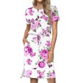 thumbnail image 1 of Robes pour Femmes 2024 Été Surdimensionnée Décontractée Col Rond Bretelles Manches Courtes Imprimé Floral Robe Ample avec Poche Rabais de 50 % Liquidation!, 1 of 7