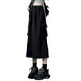 thumbnail image 5 of Cargo Skirts for Women High Waist A Line Slimming Skirt Loose Daily Casual Retro Summer Womens Long Skirt with Pocket Black L, 5 of 5