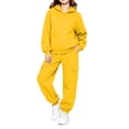 thumbnail image 2 of PInxai Kids Sweatsuits Casual Workout Sets Zip up Hooded Long Sleeve Sweatshirts Joggers with Pockets Unisex Clothing,Yellow,90, 2 of 7