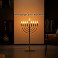 thumbnail image 3 of Gold Finish Modern Contemporary Hanukkah Menorah with Remote Control for Home, Office, or Kitchen, LED Light Bulbs, and Remote Control for Easy Daily Hanukkah Lighting Sequence, 3 of 3