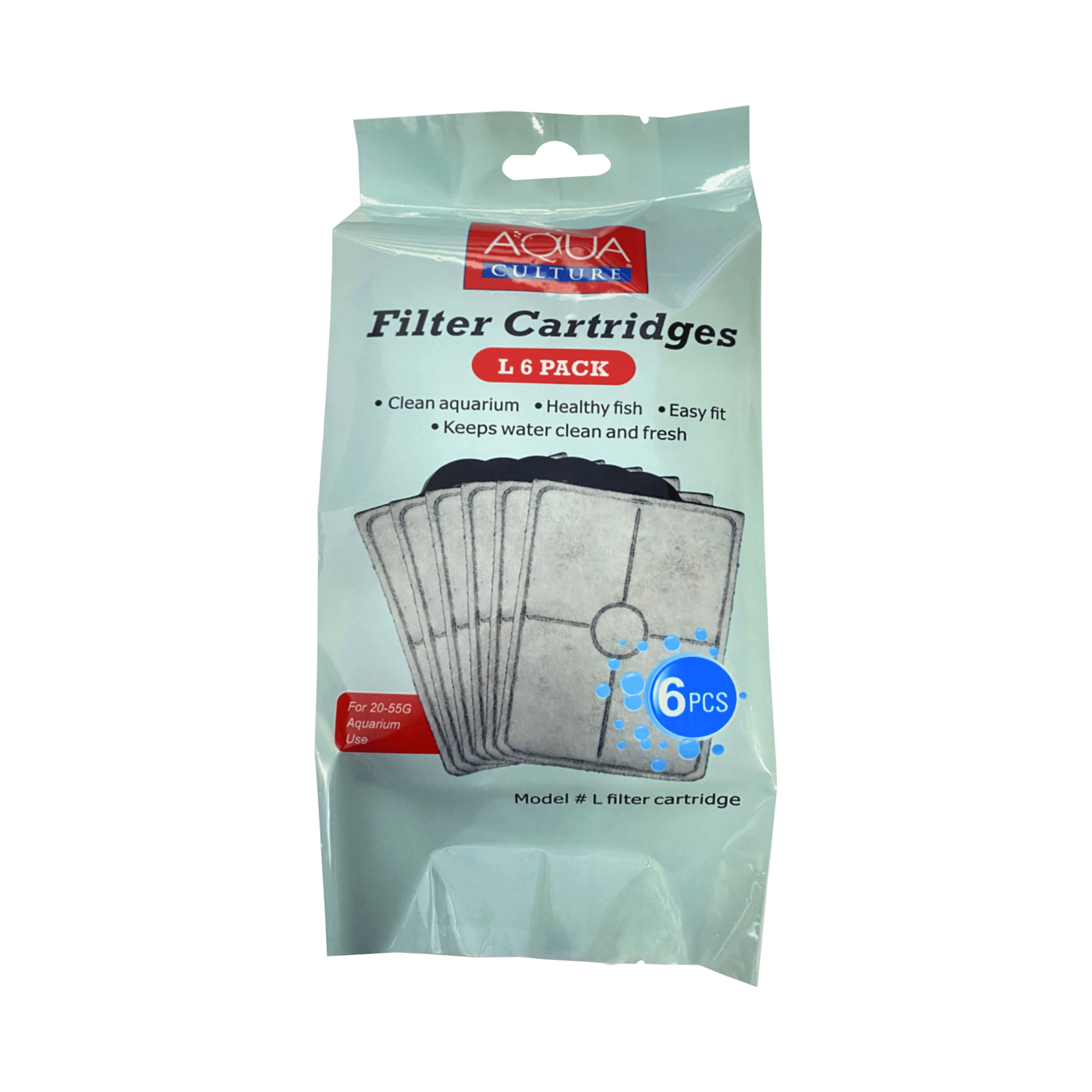 (2 pack) Aqua Culture Aquarium Filter Cartridges, Model L, One Size, 6 Pack