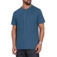 thumbnail image 4 of INSPIRE CHIC Men's Henley Shirt Breathable Short Sleeve Button Down T-Shirts L Dark Blue, 4 of 6