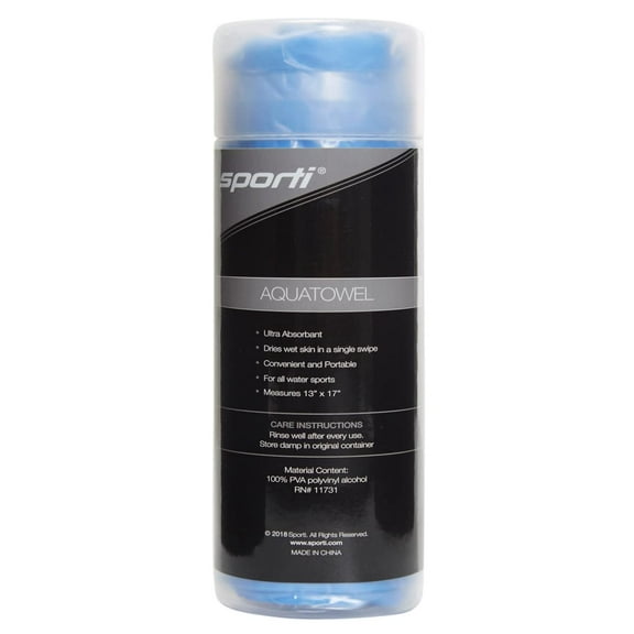 Sporti Ultra-Absorbent Chamois Sports Towel, Soft Polyvinyl, 13"x17"