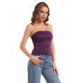 thumbnail image 4 of Women's Solid Casual Summer Ruched Side Double Layered Tube Top, 4 of 4