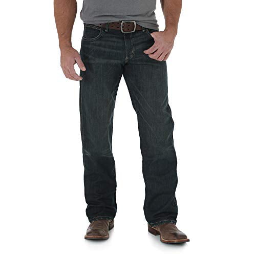 wrangler men's retro relaxed fit boot cut jean, worn black, 34w x 36l -  