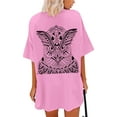 thumbnail image 2 of Gomelly Women T Shirt Animal Print T-shirt Bohemian Summer Tops Ladies Loose Work Pullover Crew Neck Tee Pink A XL, 2 of 3
