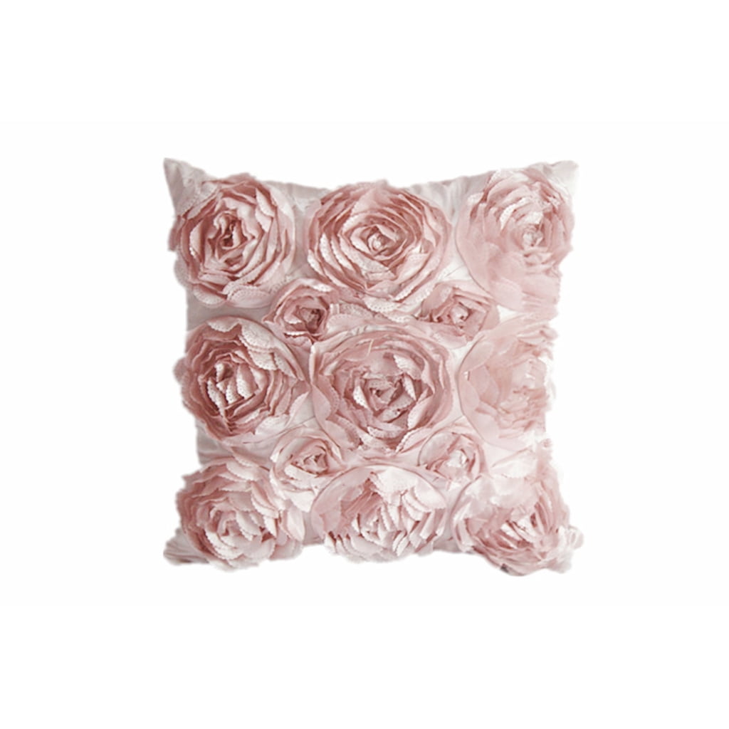 3D Flower Pattern Linen Cushion Cover Pillow Sofa Case Decor Office Pink White 