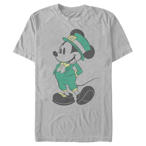 Men's Mickey & Friends Mousey Leprechaun Graphic Tee Silver Large