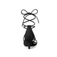 thumbnail image 2 of BLISSFUL STEP Women's Back to School Straps Kitten Heel Lace Up Sandals Black 6, 2 of 8