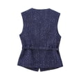thumbnail image 3 of HH TRAF Moda Mujer Botones Bolsillos Decoración Casual Slim Chaleco Superior Mujeres Chic Cuello Redondo Sin Mangas Textura Chaleco Superior Mujer, 3 of 4
