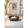 thumbnail image 2 of Dog Beds Scandinavian style Elevated Dog Bed Pet Sofa With Solid Wood legs and Bent Wood Back, cashmesh Cushion, Walnut wood, dark grey cashmere.,Cat Beds, 2 of 12