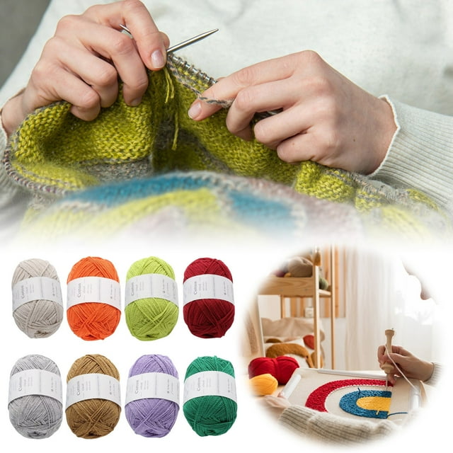Cotton Yarn for Crochet Cozival 1Mm Hollow Cotton Thread for Crocheting, All-Natural Soft Cotton Yarn for Knitting and Weaving, 8 Color Choices for Diy Craft Projects, Natural Knitting Thread, I