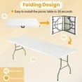 thumbnail image 5 of FDW 6 Foot Folding Camping Table for Picnic Table Party Table, White, 5 of 7