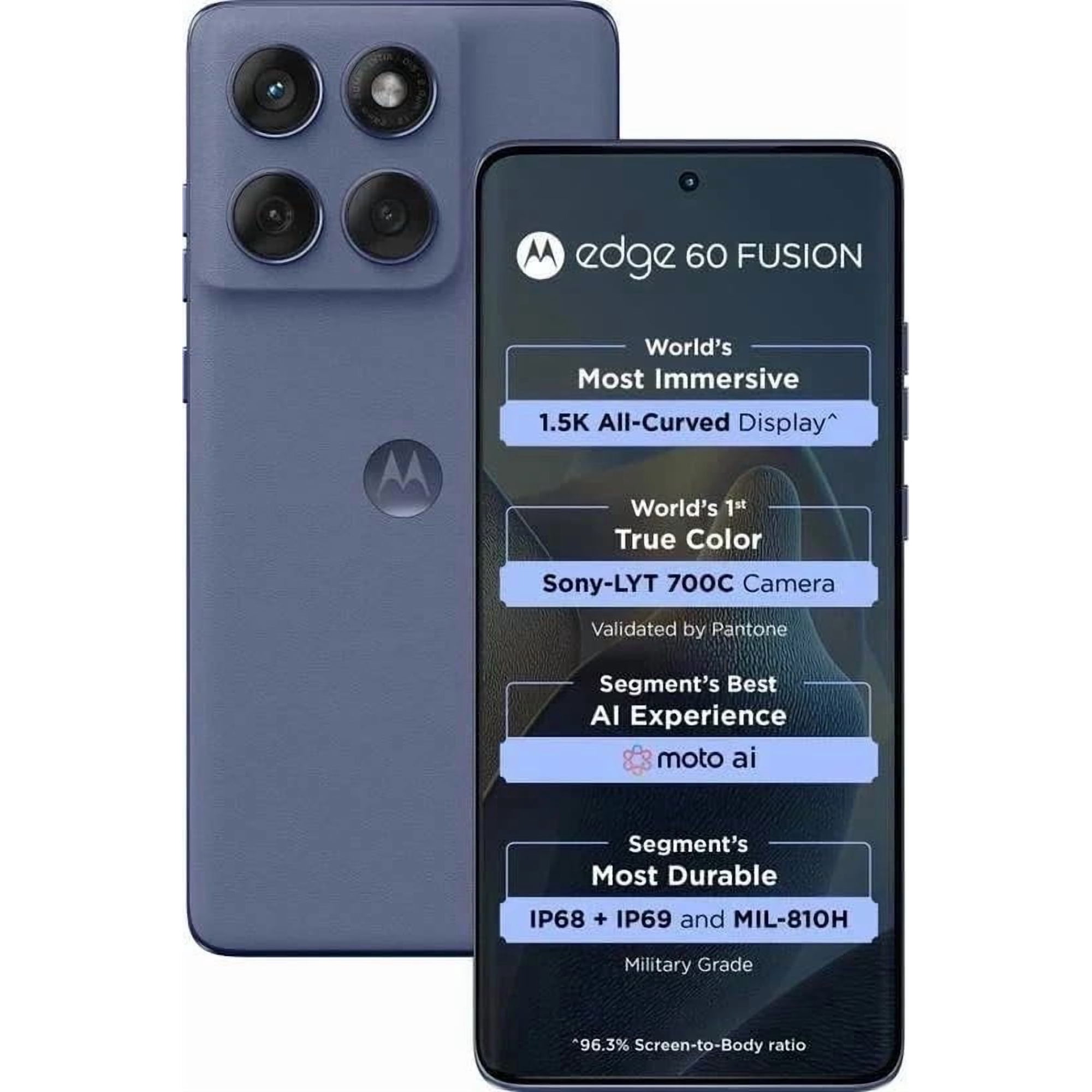 Motorola Moto Edge 60 Fusion 5G Ai Compatible with Tmobile Mint Tello & Global 256GB+8GB NFC 50MP Triple Cam Dual Sim 6.67" Curved XT2503-1 Latino American Version Slipstream Blue