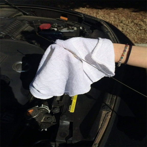 Towels Cotton Shop Rags – (Pack of 150) Size 12x14 Inches Cleaning Rags – Absorbent Shop Towels and Multipurpose Cleaning Towels for Automobiles, Industries, Garage and Homes (White)