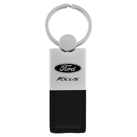 Ford Focus Duo Rectangular Leather Key Chain (Black)
