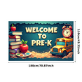 thumbnail image 7 of Colorful Welcome to Pre K Banner with School Bus Books Apples Alarm Clock Backdrop Decor for Preschool Opening Party Classroom Decorations Photography Props, 7 of 7