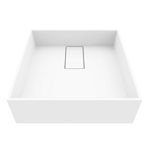 VIGO Bryant Modern White Matte Stone 15 in. L x 15 in. W x 5 in. H Square Vessel Bathroom Sink