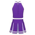 thumbnail image 5 of Aislor Girls Cheerleading Uniform Stage Suit Sleeveless Crop Top with Pleated Skirt Set Costume Purple 16, 5 of 7