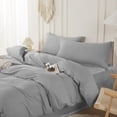thumbnail image 1 of Duvet Cover Set Queen Size 100% Organic Cotton Grey, S3 Pcs Soft Bedding Comforter Cover with Zipper Closure & Corner Ties, Comforter Not Included, Gray, 1 of 8