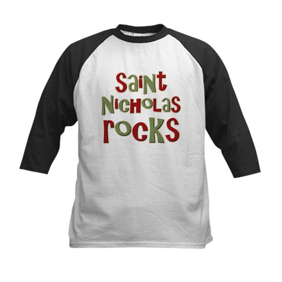 CafePress - Saint Nicholas Rocks Kids Baseball Jersey - Kids Cotton Baseball Jersey, 3/4 Sleeve Shirt