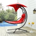 thumbnail image 4 of Lacoo Outdoor Hanging Curved Chaise Lounge Chair Patio Swinging Hammock w/ Pillow, Canopy & Stand for Backyard, Orange, 4 of 9