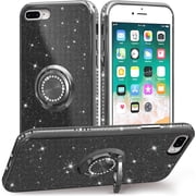 Compatible with iPhone 7 Plus case for Women Girls,iPhone 8 Plus case with Ring Stand,Slim Fit Cute Sparkle Diamond case for iPhone 7 Plus/iPhone 8 Plus case Glitter 5.5inch - Black