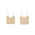 thumbnail image 4 of Women's Summer Knit Camisole Mini Rosette Front Adjustable Spaghetti Strap Show Navel Cropped Tops, 4 of 10