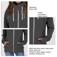 thumbnail image 3 of Mujeres Cordón Zip Up Sudadera de Manga Larga Cuello alto Chaqueta Outwear con Bolsillo para el Trabajo Gris Oscuro M, 3 of 4