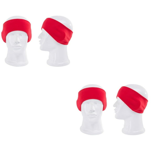WORGEOUS 2pcs Unisex Women Men Ear Warmer Headbands Fleece Thermal Ski Ear Muff Stretch Spandex Hair Band Accessories (Red)
