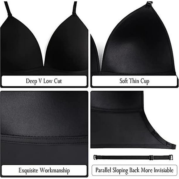 Low Back Bras For Women - Seamless Wire Free Bralette Backless BrasL Black  