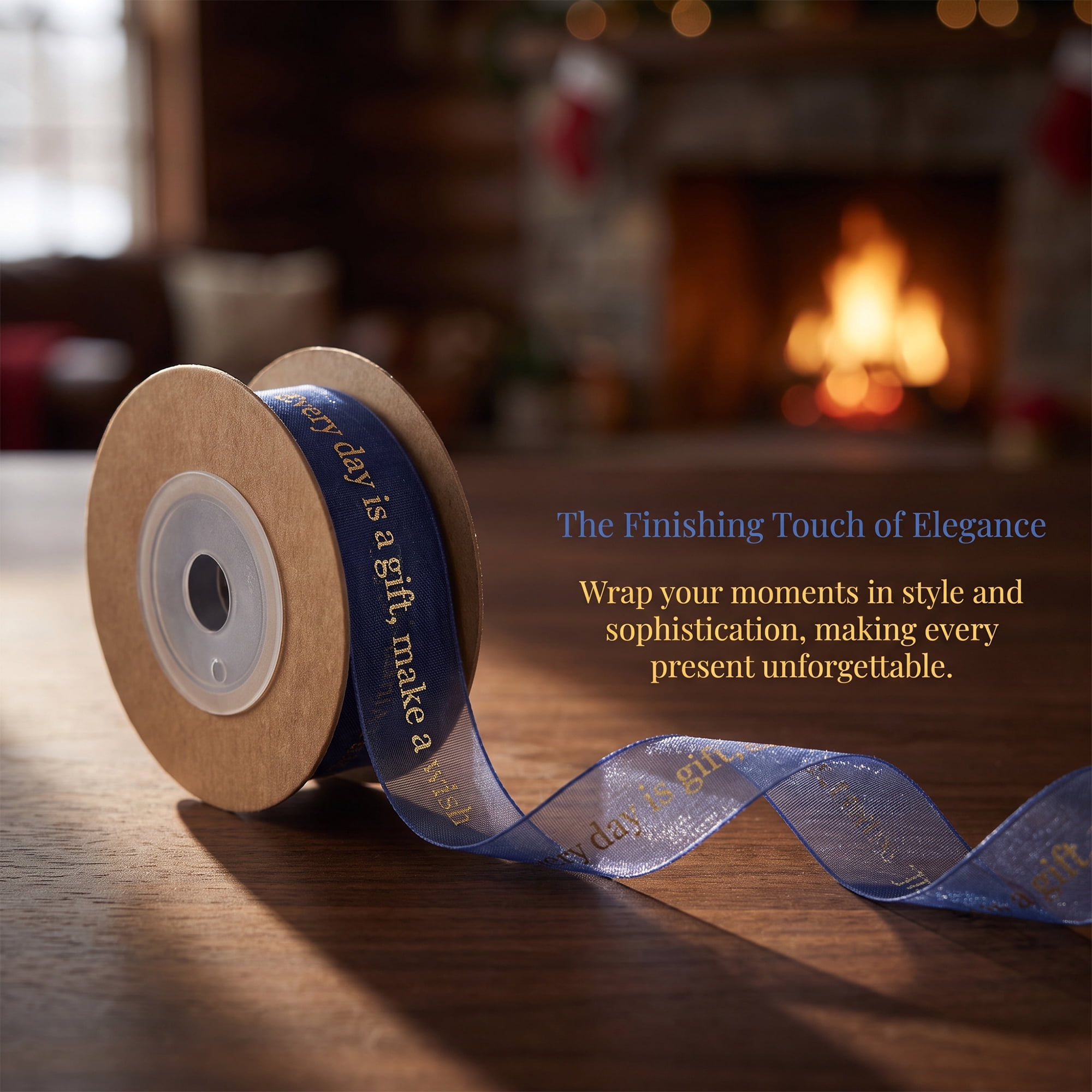 Unique Bargains Blessing Fabric Ribbon for Gift Wrapping Blue 5.5 Yard