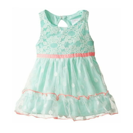 Youngland Baby Girls' Lace and Dot Mesh Fashion Dress