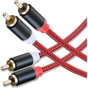 RCA Cable 6Ft,2Rca Male to 2-RCA Male Audio Stereo Subwoofer Cable [Hi-Fi Sound] Nylon-Braided Auxiliary Audio Cord