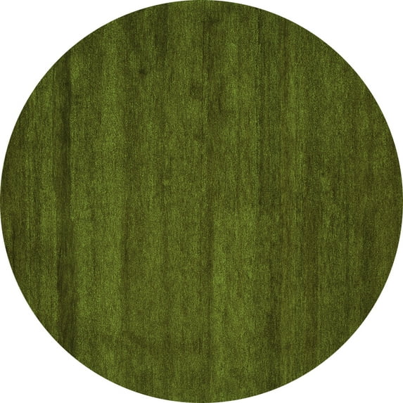 Ahgly Company Indoor Round Abstract Green Contemporary Area Rugs, 4' Round