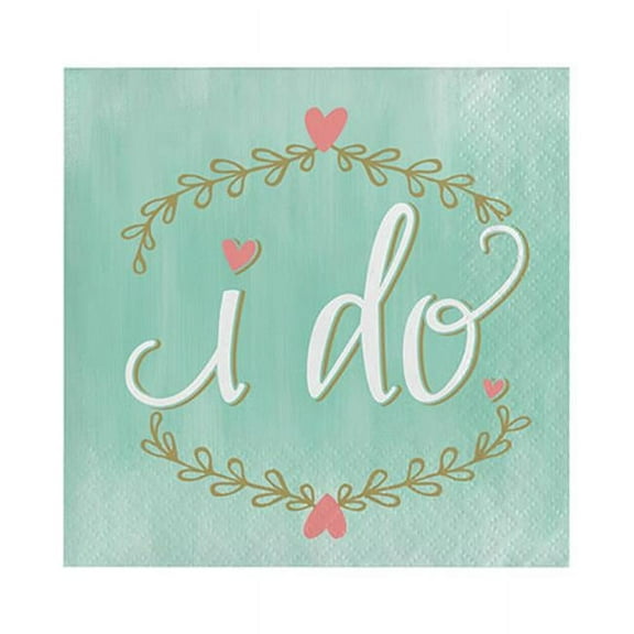 Mint to Be I Do Paper Beverage Napkins 16 Count for 8 Guests