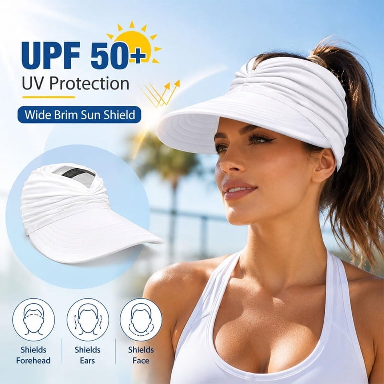 TRUBKH Peicees Wide Brim Visor Hat for Women Summer Beach  display picture 2