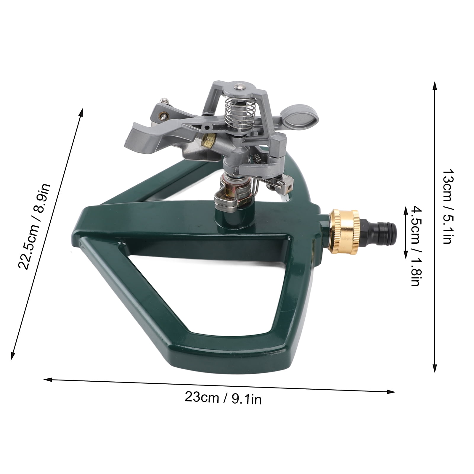 Xirurus Rotating Sprinkler for Yard Lawn 360 Degree Rotation Adjustable Large Area Coverage Automatic Garden Irrigation System with Heavy Duty Zinc Alloy Metal Base, Silver (9.1 in / 23 cm)