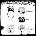 thumbnail image 3 of 4 PCS Halloween Costume Set for Women Adult Ghost Costume, Ghost Costume Poncho, Candy bag, Ghost Headband and Nylon Striped Tights for Halloween Cosplay Party Costume Party Accessories, 3 of 7