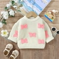 thumbnail image 4 of VNKIDY Girls Sweaters Pink Knitted Sweater With Bow Appliques Crew Neck Long Sleeve Pullover For Toddlers Warm Winter Durable Knitwear, 4 of 9