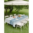 thumbnail image 4 of Outdoor Tablecloth with Umbrella Hole for Patio/Picnic/Party/Camping, Blue Striped Waterproof Table Cloth Rectangle Table Cover Washable, Abstract Modern Geometric Stripes (60"x 102"), 4 of 8