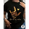 thumbnail image 3 of 【New Arrival】You Are My Sunshine ASL Hand Sign Sunflower Heart Graphic T-Shirt Women Positive Inspirational Casual Black Tops, 3 of 6